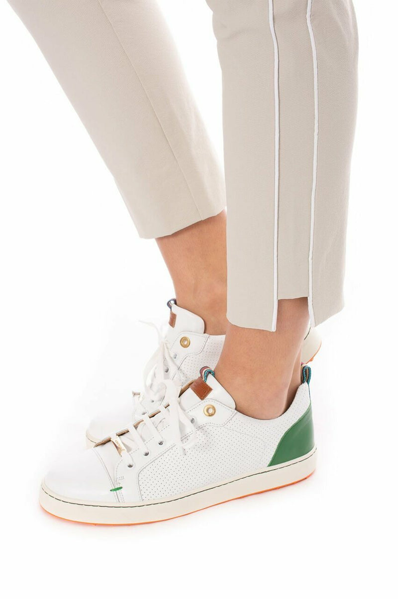 Golftini: Women's Khaki with White Stripe Pull-On Stretch Ankle Pant