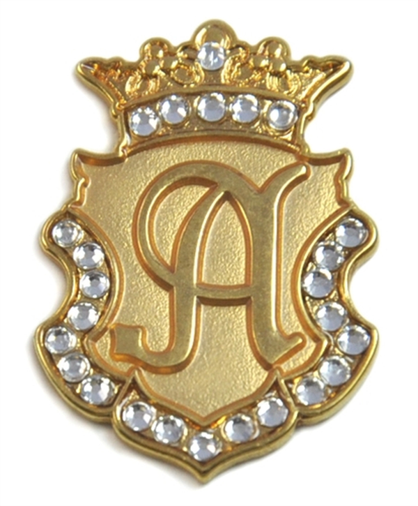 Navika: Swarovski Crystals Ball Marker & Crown Clip - Gold Initial "A"
