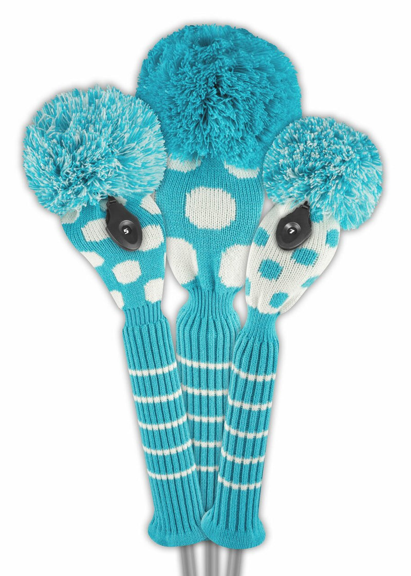 Just 4 Golf: Dot Set Headcovers - Turquoise & White