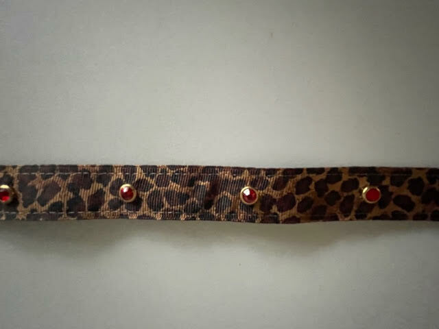 Abigale Lynn Visor Band - Leopard with Red Crystals