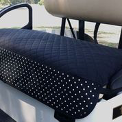 GolfChic: Golf Cart Seat Cover -Black Quilted with B&W Polka Dot Outdoor Treated Trim