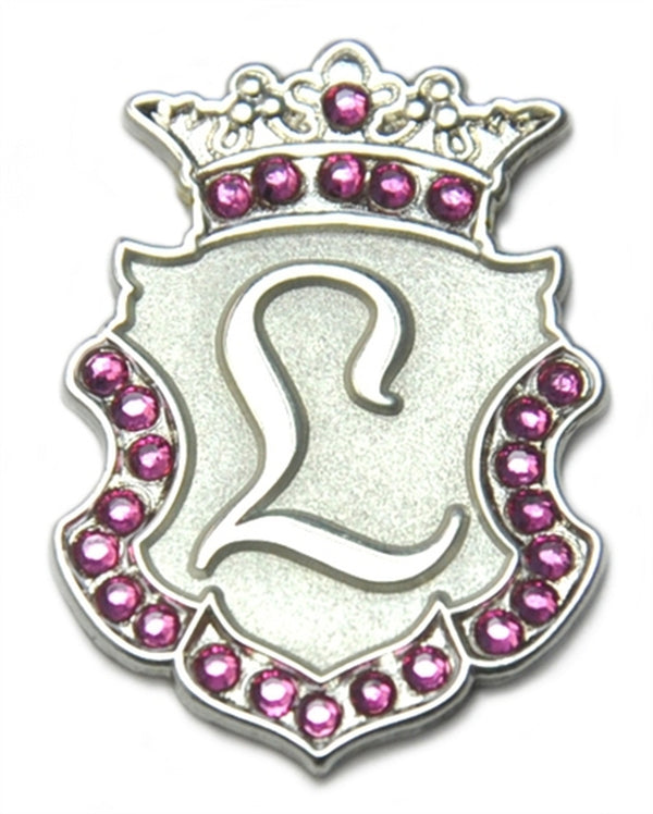 Navika Crystal Ball Marker & Crown Clip - Silver Initial "L"