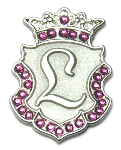 Navika: Swarovski Crystals Ball Marker & Crown Clip - Silver Initial "L"