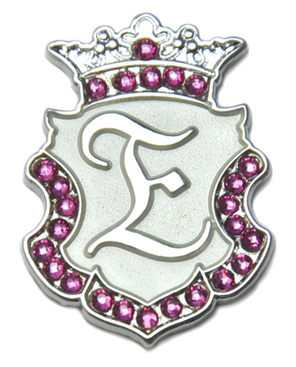 Navika Crystal Ball Marker & Crown Clip - Silver Initial "E"