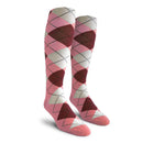 Golf Knickers: Men's Over-The-Calf Argyle Socks - Pink/Maroon/White Socks