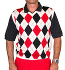 Golf Knickers: Men's Argyle Sweater Vest - White/Red/Black Clothing