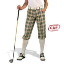 Golf Knickers: Ladies 'Par 5' Plaid Golf Knickers & Cap - Khaki Stewart Clothing