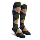 Golf Knickers: Men's Over-The-Calf Argyle Socks - Navy/Khaki/Olive Socks