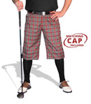 red, green, white plaid golf knickers