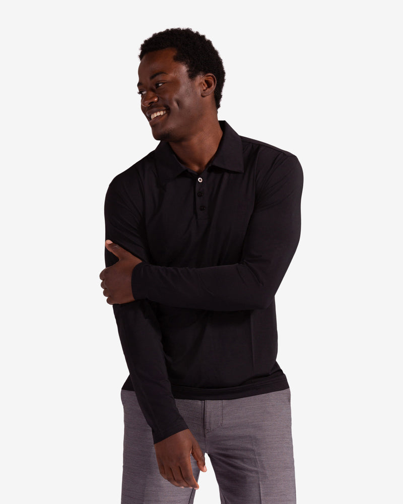 Black long sleeve polo