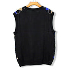 Golf Knickers: Men's Argyle Sweater Vest - Black/Royal/Khaki Clothing