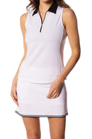 Golftini: Women's Sleeveless Zip Polo - White/Black Clothing
