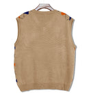 Golf Knickers: Men's Argyle Sweater Vest - Khaki/Orange/Navy Clothing