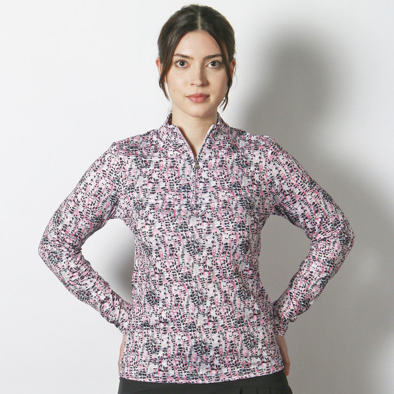 Daily Sports: Women's Ravenna Long Sleeve Polo Shirt - Pink Animal