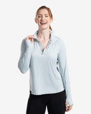 BloqUV: Women's UPF 50 Relaxed Mock Zip Top (3002) - Soft Gray Clothing