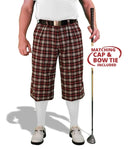 Golf Knickers: Mens 'Par 5' Limited Microfiber Golf Knickers Bow Tie & Cap - Old English Clothing
