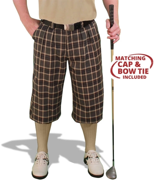 Knickers: Mens 'Par 5' Limited Microfiber Golf Knickers Bow Tie & Cap - Carolina