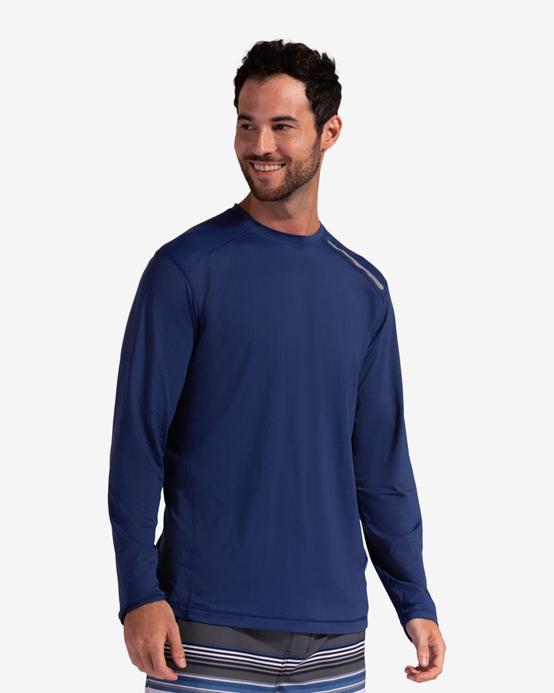 BloqUV: Men's UPF 50 Long Sleeve Jet Tee (12002) - Navy Clothing