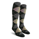 Golf Knickers: Ladies Over-The-Calf Argyle Socks - Black/Taupe/Charcoal Socks
