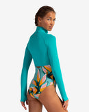 BloqUV: Women's UPF 50 Full Zip Crop Top (4010) - Caribbean Blue Clothing