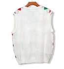 Golf Knickers: Men's Argyle Sweater Vest - White/Lime/Red Clothing