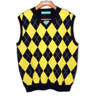 Golf Knickers: Men's Argyle Sweater Vest - Black/Yellow Clothing