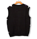 Golf Knickers: Men's Argyle Sweater Vest - Black/Purple/White Clothing