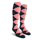 Golf Knickers: Men's Over-The-Calf Argyle Socks - Navy/Pink Socks