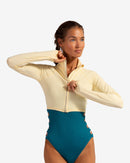 BloqUV: Women's UPF 50 Full Zip Crop Top (4010) - Lemon Yellow Clothing