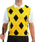 Golf Knickers: Men's Argyle Sweater Vest & Socks Signature Series - Yellow / Black Clothing
