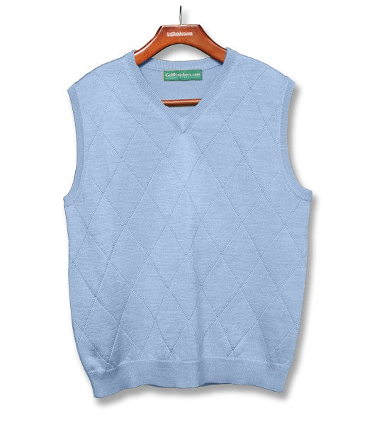 Golf Knickers: Men's Solid Sweater Vest - Light Blue