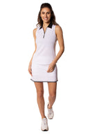 Golftini: Women's Sleeveless Zip Polo - White/Black Clothing