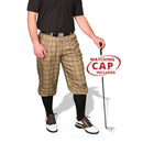 Black, maroon, gold plaid golf knickers