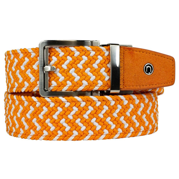 Nexbelt: Men's Braided Belt - Orange & White