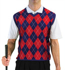 Golf Knickers: Men's Argyle Sweater Vest - Navy/Red Clothing