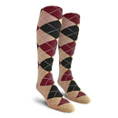 Golf Knickers: Men's Over-The-Calf Argyle Socks - Khaki/Black/Maroon Socks