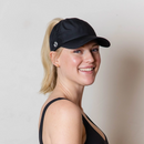 VimHue: Women's Sun Goddess UPF 50+ Ponytail Cap - Black Hats