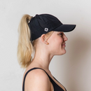 VimHue: Women's Sun Goddess UPF 50+ Ponytail Cap - Black Hats