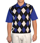 Golf Knickers: Men's Argyle Sweater Vest - Black/Royal/White Clothing