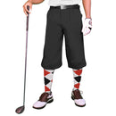 Golf Knickers: Mens 'Par 4' Cotton/Ramie Golf Knickers - Black Clothing