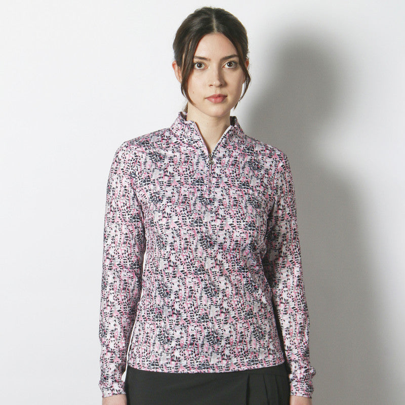 Daily Sports: Women's Ravenna Long Sleeve Polo Shirt - Pink Animal