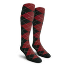 Golf Knickers: Ladies Over-The-Calf Argyle Socks - Black/Maroon Socks