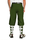 Golf Knickers: Mens 'Par 4' Cotton/Ramie Golf Knickers - Olive Clothing