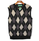 Golf Knickers: Men's Argyle Sweater Vest - Black/Taupe/Charcoal Clothing
