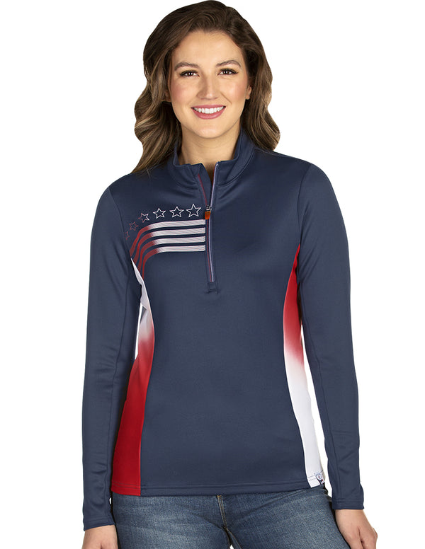 Antigua Women's Liberty Navy/Dark Red/White 104391 Performance Long Sleeve Pullover (Size 3 X-Large) SALE