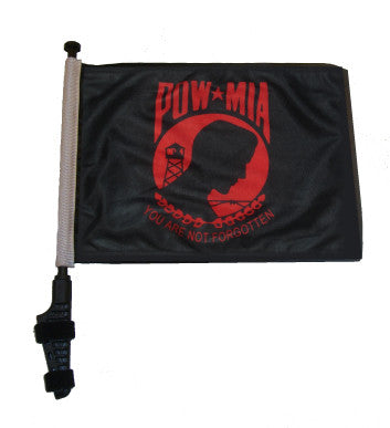 SSP Flags: 11x15 inch Golf Cart Replacement Flag - RED POW MIA with Pole
