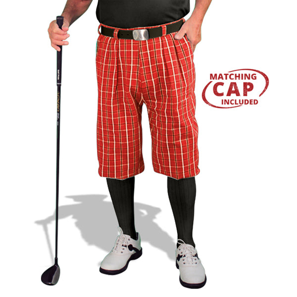 red plaid golf knickers