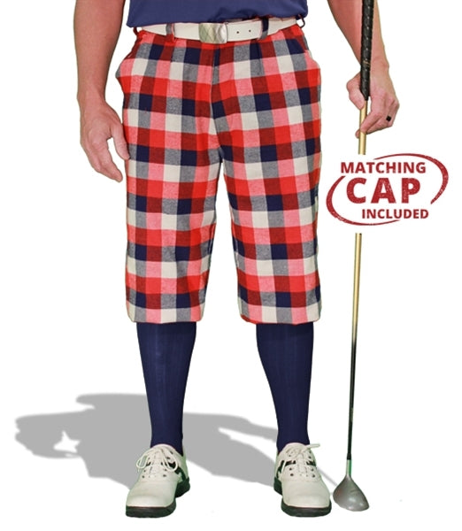 navy, red, plaid golf knickers 