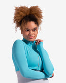BloqUV: Women's UPF 50 Full Zip Crop Top (4010) - Light Turquoise Clothing