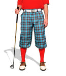 black, white, turquoise plaid golf knickers